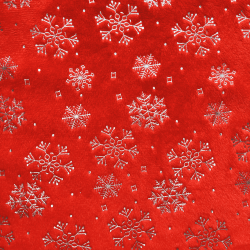 Ткань Искусственный Мех Коротковорсовый 190 гр/м2 (Ширина 150см), принт Снежинки на красном в Симферополе